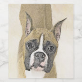 ボクサー絵画ズ – かわいいオリジナルドッグアート ワインラベル (シングルラベル)