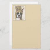 ボクサー絵画ズ – かわいいオリジナルドッグアート 便箋 (正面/裏面)