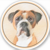 ボクサー絵画ドッグのオリジナル動物芸術 シール (正面)