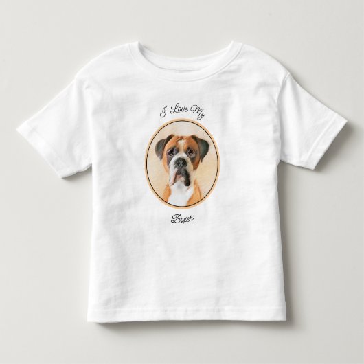 ボクサー絵画ドッグのオリジナル動物芸術 トドラーTシャツ (正面)