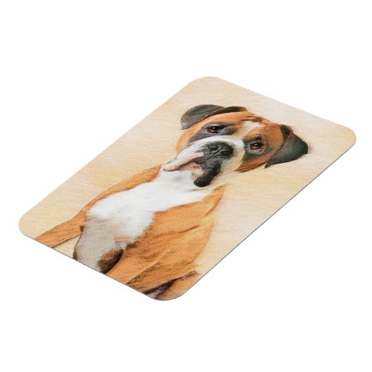 ボクサー絵画ドッグのオリジナル動物芸術 マグネット (左側)