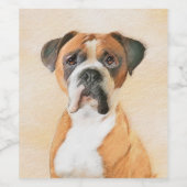 ボクサー絵画ドッグのオリジナル動物芸術 ワインラベル (シングルラベル)