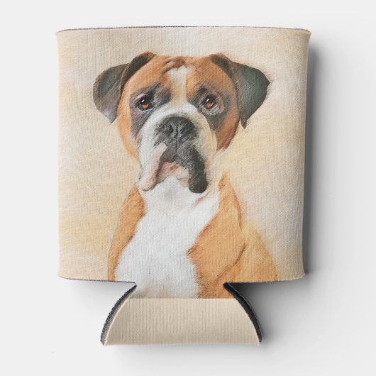 ボクサー絵画ドッグのオリジナル動物芸術 缶クーラー (正面)