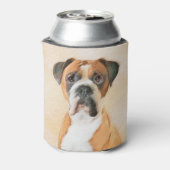 ボクサー絵画ドッグのオリジナル動物芸術 缶クーラー (缶裏面)