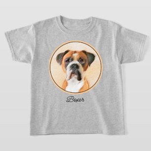 ボクサー絵画ドッグのオリジナル動物芸術 Tシャツ