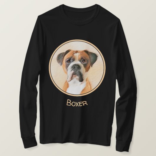 ボクサー絵画ドッグのオリジナル動物芸術 Tシャツ (デザイン正面)