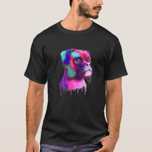 ボクサー絵画ドッグアートボクカラフルサー犬 Tシャツ