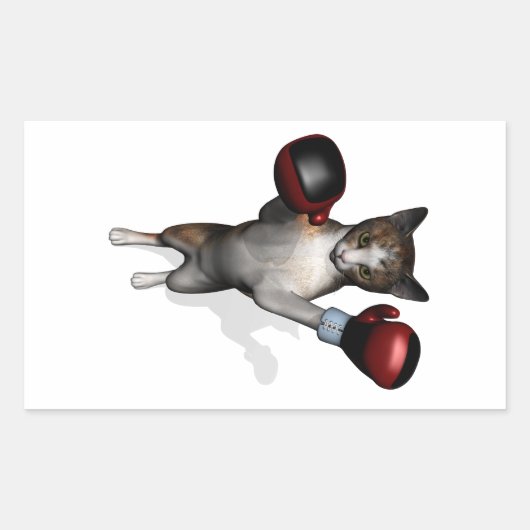 ボクサー虎猫 長方形シール (正面)