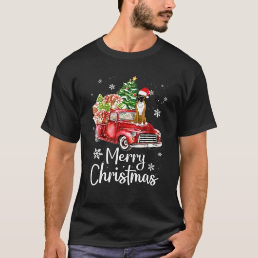 ボクサー赤トラッククリスマスメリークリスマス Tシャツ (正面)