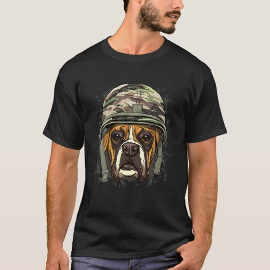 ボクサー退役軍人犬 – 軍犬の恋人 Tシャツ (正面)
