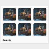 ボクサー雪そりクリスマスデコール スクエアシール (シート)