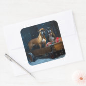 ボクサー雪そりクリスマスデコール スクエアシール (封筒)