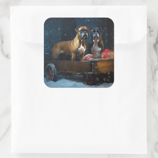 ボクサー雪そりクリスマスデコール スクエアシール (バッグ)