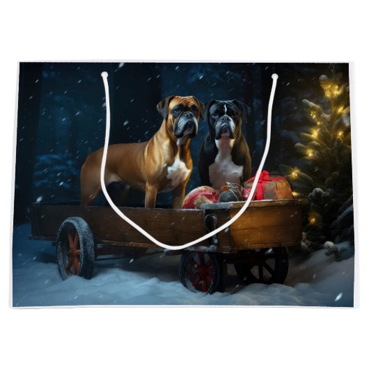ボクサー雪そりクリスマスデコール ラージペーパーバッグ (正面)