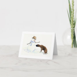 "ボクサー雪だるま"に犬の芸術Notecard会います シーズンカード