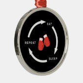 ボクサー食べボクシングスリープリピートスポーツファンことわざ メタルオーナメント (右)