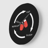 ボクサー食べボクシングスリープリピートスポーツファンことわざ ラージ壁時計 (傾斜)