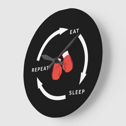 ボクサー食べボクシングスリープリピートスポーツファンことわざ ラージ壁時計 (傾斜)