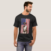 ボクサー・アメリカ国旗の犬が7月4日に顔マスクを着用 Tシャツ (正面フル)