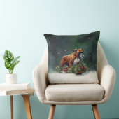 ボクサー・クリスマスの雪の冬 クッション (椅子)