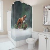 ボクサー・クリスマスの雪の冬 シャワーカーテン (インサイチュ)
