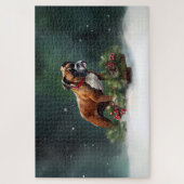 ボクサー・クリスマスの雪の冬 ジグソーパズル (縦)