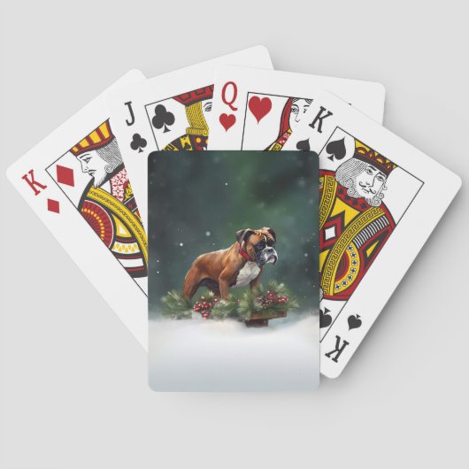 ボクサー・クリスマスの雪の冬 トランプ (裏面)