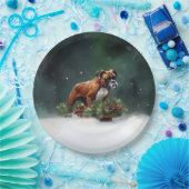 ボクサー・クリスマスの雪の冬 ペーパープレート (パーティー)