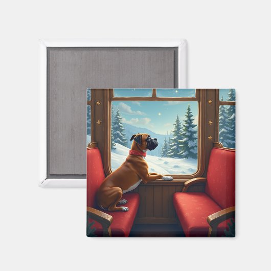ボクサー クリスマスイブの列車の旅 絵画 マグネット (正面/裏面)