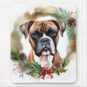 ボクサー クリスマスリース クリスマスの愛犬 マウスパッド (正面)