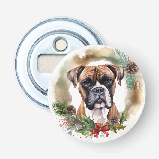 ボクサー クリスマスリース クリスマスの愛犬 栓抜き (正面)