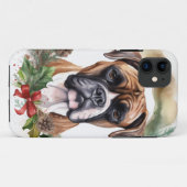 ボクサー クリスマスリース クリスマスの愛犬 Case-Mate iPhoneケース (裏面(横))