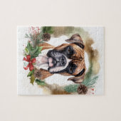 ボクサー クリスマスリース クリスマスの犬 ジグソーパズル (横)