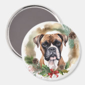 ボクサー クリスマスリース クリスマスの犬 マグネット (正面/裏面)