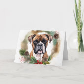 ボクサー クリスマスリース 陽気な犬 カード (正面)
