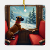 ボクサー クリスマス・イヴの列車の旅 絵画 セラミックオーナメント (正面)