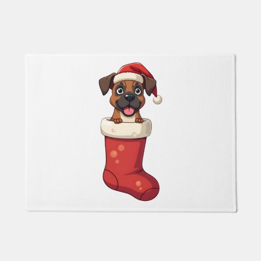 ボクサー クリスマス ストッキング ドアマット (正面)