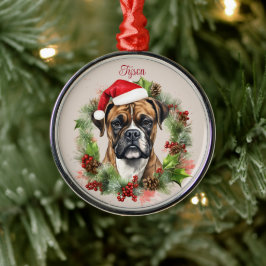 ボクサー クリスマス ペット メモリアル 犬 品種 メタルオーナメント