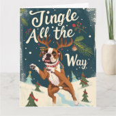 ボクサー・ジングルがクリスマスを満喫する カード (正面)