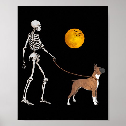 ボクサー スケルトン 犬 ハロウィン コスチューム ポスター (正面)