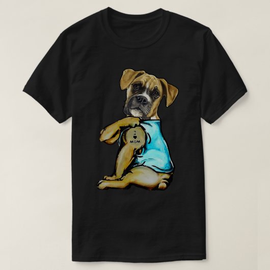 ボクサー・タトゥー私は母おもしろいのプレゼント母の日が大好き Tシャツ (デザイン正面)