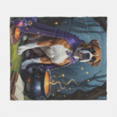 ボクサー・ドお洒落ッグ絵を描・ハロウィン フリースブランケット (正面(横))