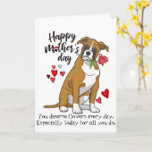 ボクサー・ドッグ・カードの母の日が幸せ カード (黄色い花)