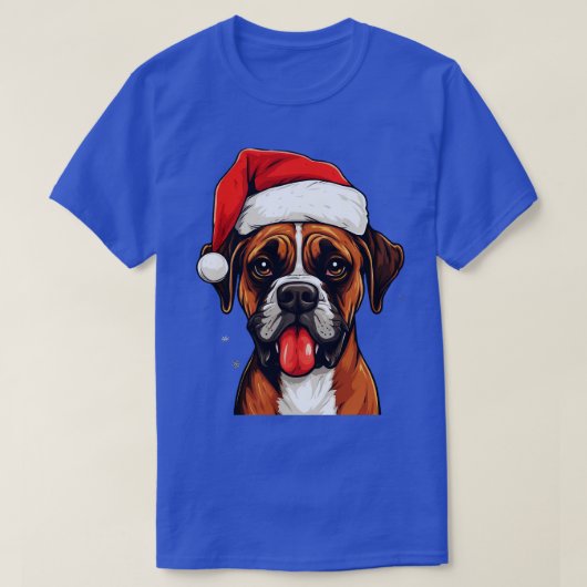 ボクサー・ドッグ・クリスマス Tシャツ (デザイン正面)