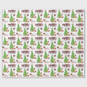 ボクサー・ドッグ・バードクリスマスツリー ラッピングペーパー (フラット)