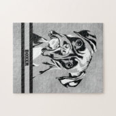 ボクサー·ドッグ·抽象芸術·ブラック·アンド·ホワイト·アート ジグソーパズル (横)