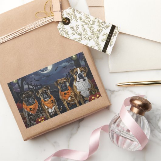 ボクサー・ハロウィン不気味 長方形シール (ギフト)