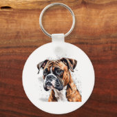 ボクサー・バディ携帯フォトリアルな犬のデザイン キーホルダー (正面)