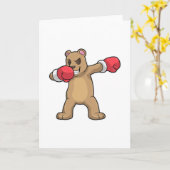 ボクサー&ヒップホップダンスのダブをするクマ カード (黄色い花)