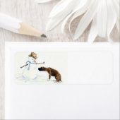 ボクサー&雪だるまドッグアート差出人住所ラベル ラベル (インサイチュ)